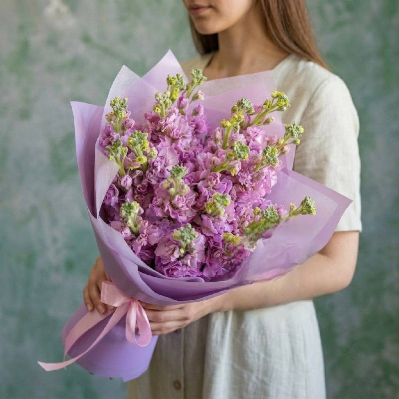 Моно-букет из розовой маттиолы